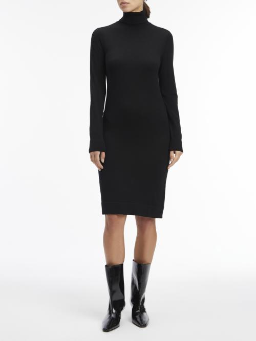 Merino Wool Knee Dress - Black