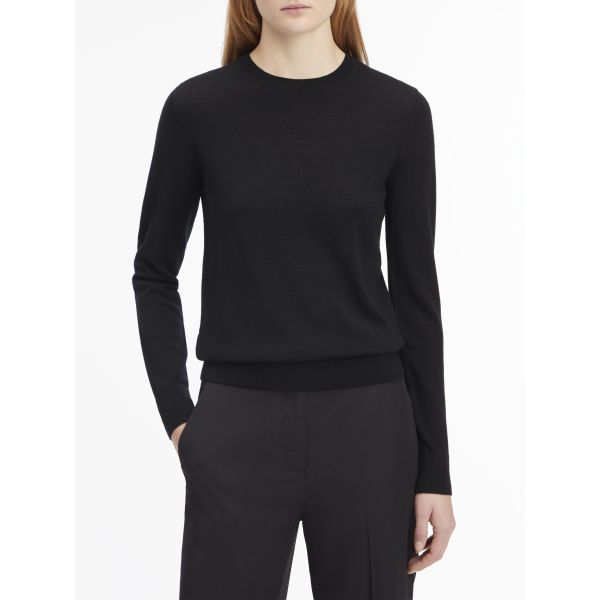 Merino Wool C-Neck Sweater - Black