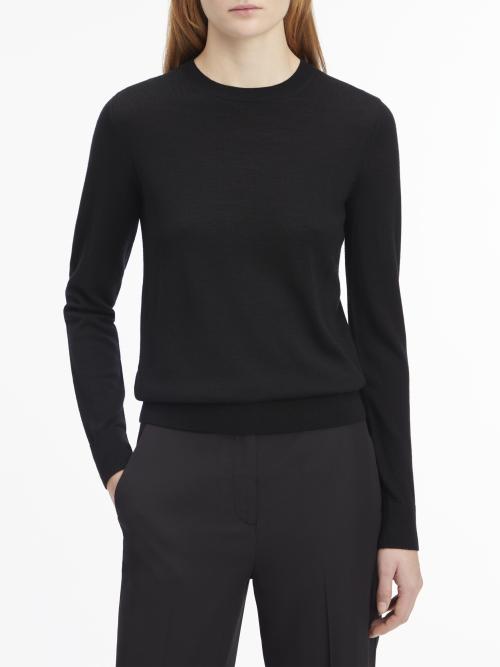 Merino Wool C-Neck Sweater - Black