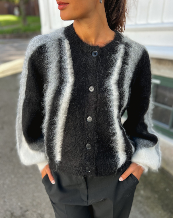 Safi Cardigan - Black/Grey Multi - Image 1