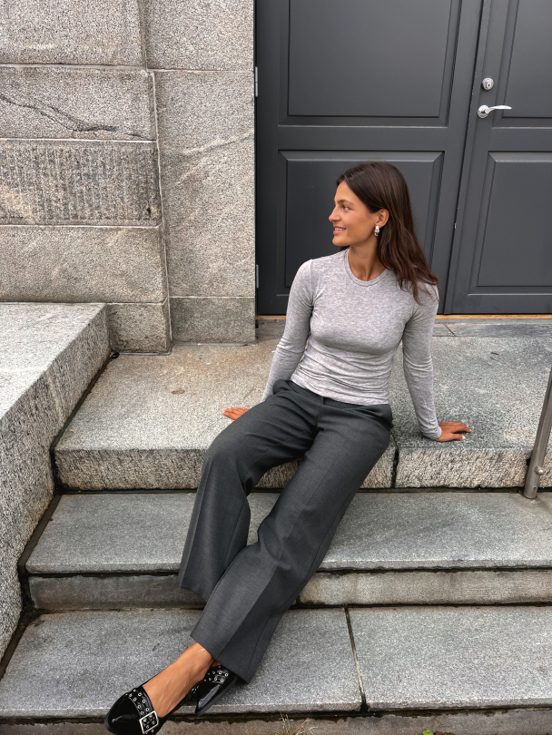 Wool Top - Medium Grey Melange - Image 3