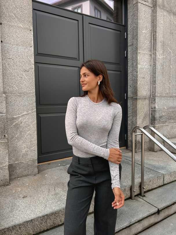 Wool Top - Medium Grey Melange - Image 4