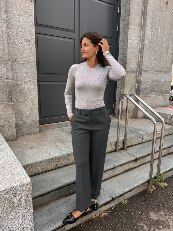 Wool Top - Medium Grey Melange - Image 5
