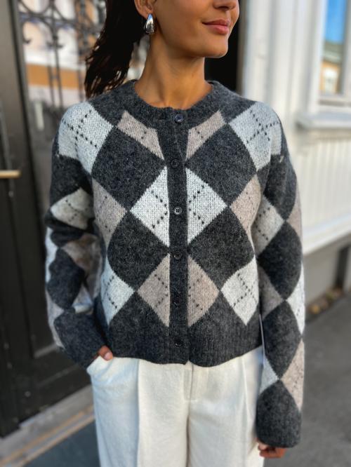 Filippa Argyle Cardigan - Grey Argyle 