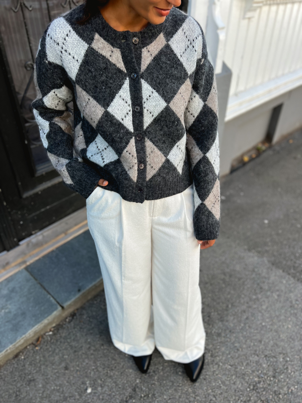 Filippa Argyle Cardigan - Grey Argyle  - Image 3