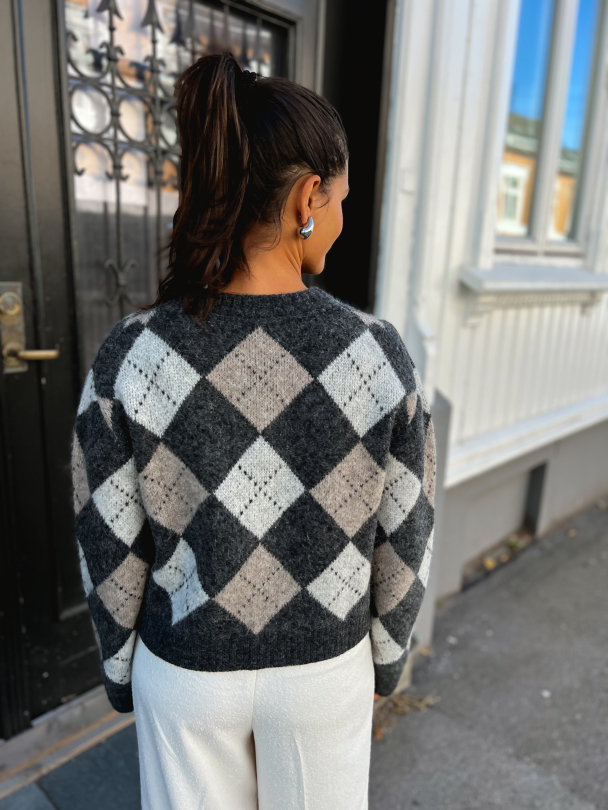 Filippa Argyle Cardigan - Grey Argyle  - Image 4