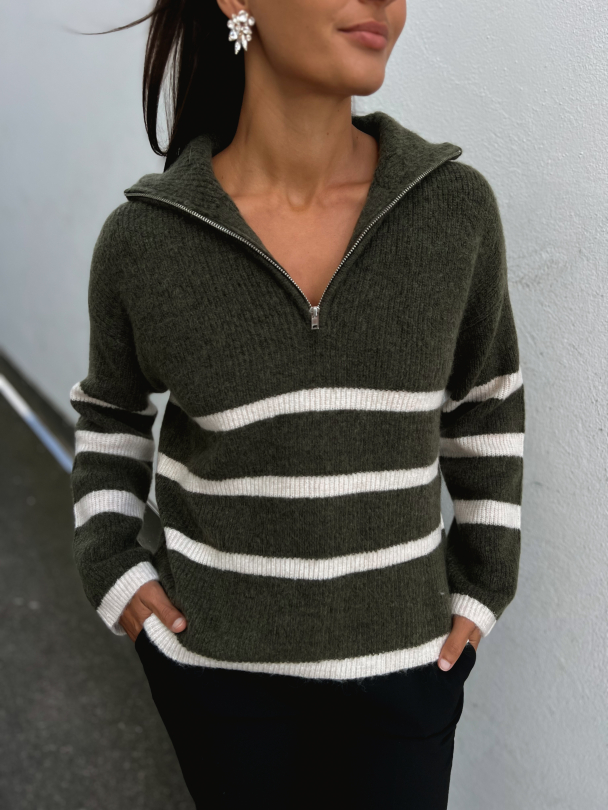 Maline Knit Half Zip - Kalamata/Birch - Image 1