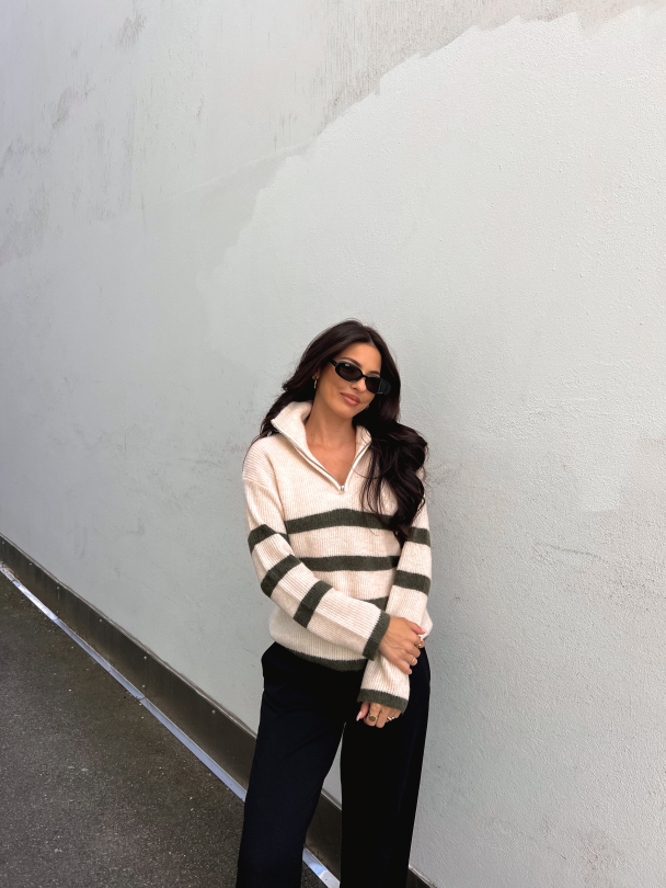 Maline Knit Half Zip - Birch/Kalamata - Image 6
