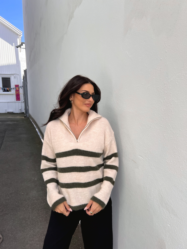 Maline Knit Half Zip - Birch/Kalamata - Image 8