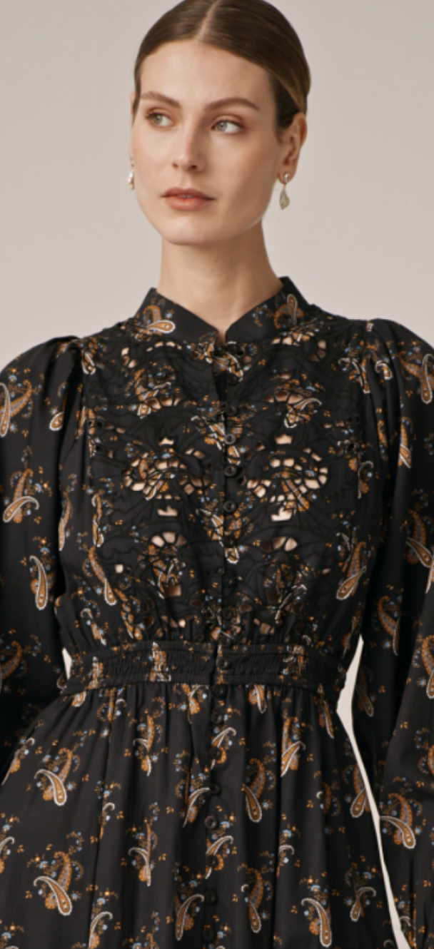 Poplin Smocking Dress - Midnight Paisley - Image 5