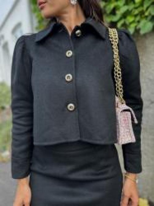 Tailored Cropped Jacket - Black 