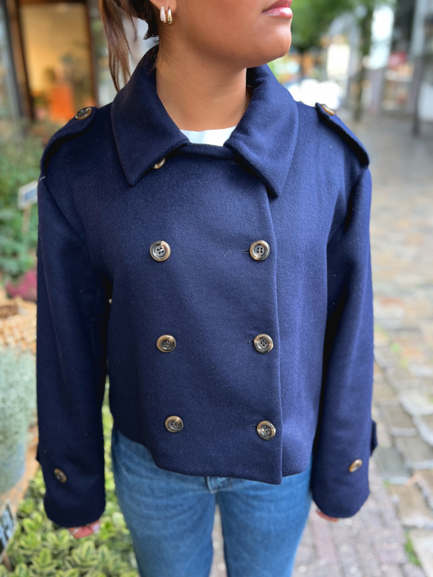 Tailored Caban Jacket - Navy - Image 1