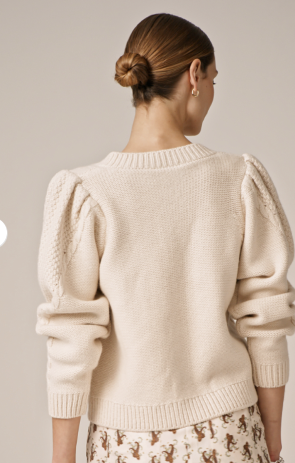 Wool Puffed Cardigan - Off White - Image 4