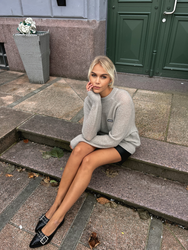 Light Knit Logo Sweater - Ghost Gray  - Image 5