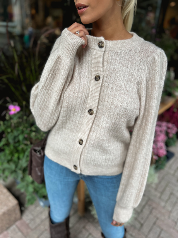 Lulu Structure Knit Cardigan - Birch - Image 1