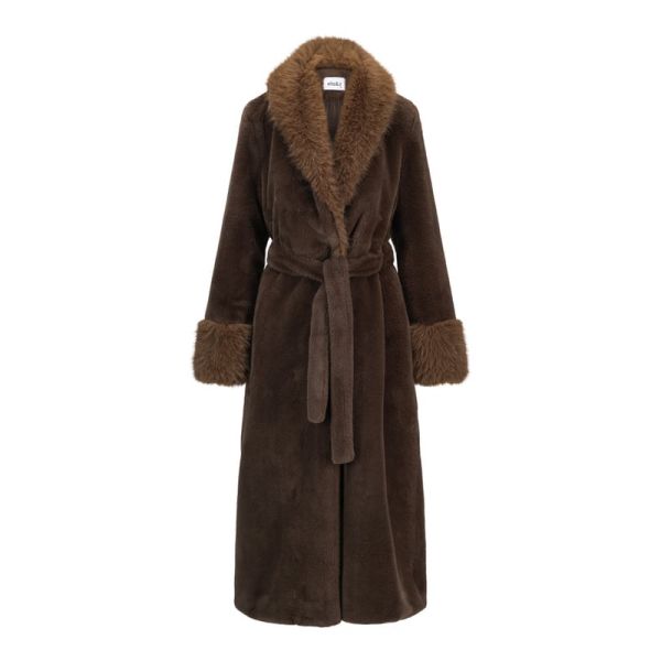 Caroline Fake Fur Jacket Brown