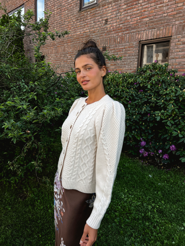 Wool Puffed Cardigan - Off White - Image 6