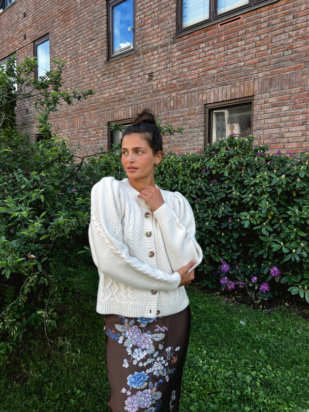 Wool Puffed Cardigan - Off White - Image 7