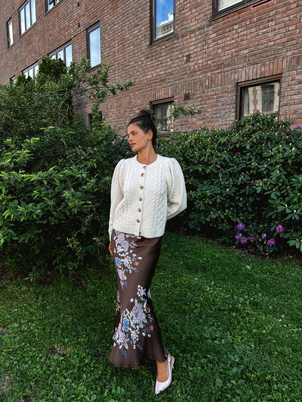 Wool Puffed Cardigan - Off White - Image 9