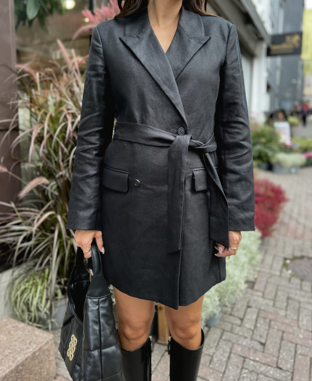 Hemina Long Blazer Jacket - Black  - Image 1