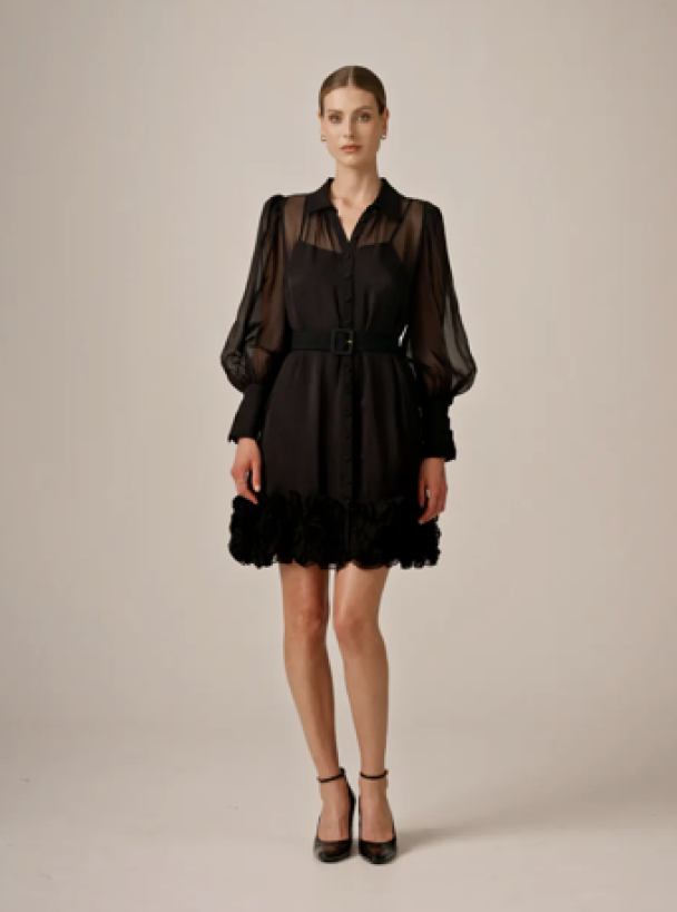 Organza Mini Dress - Black  - Image 2