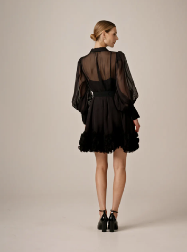 Organza Mini Dress - Black  - Image 3