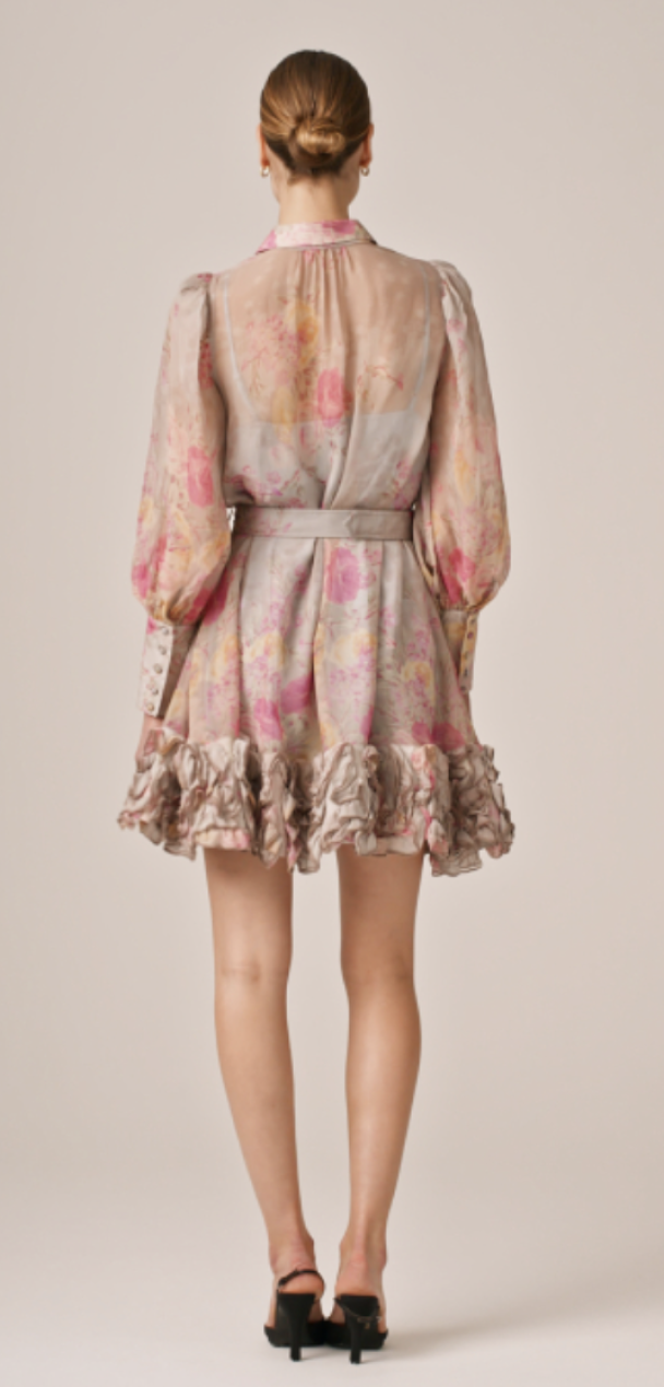 Organza Mini Dress - Pink Roses - Image 4