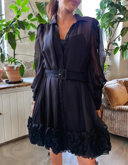 Organza Mini Dress - Black 