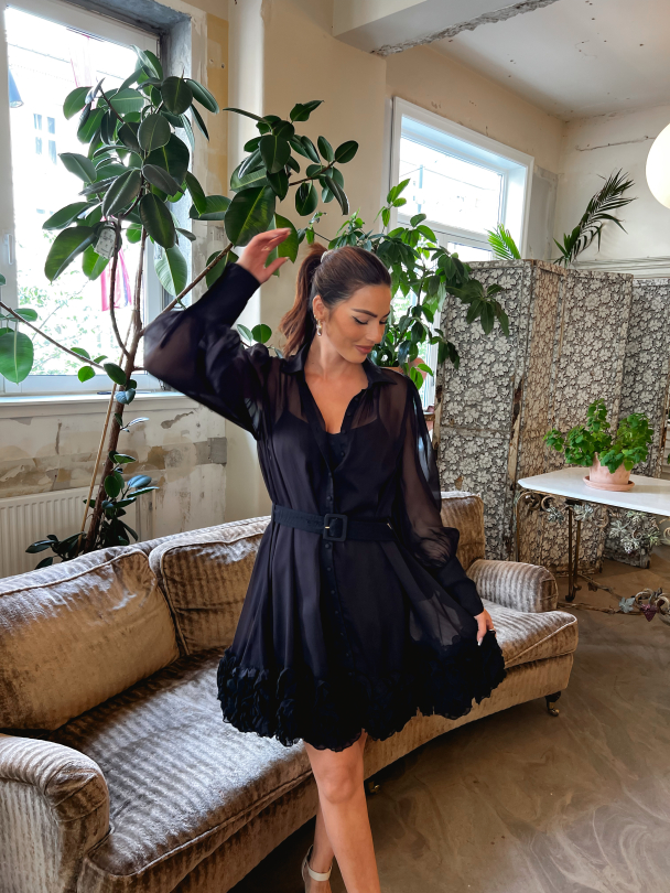 Organza Mini Dress - Black  - Image 6