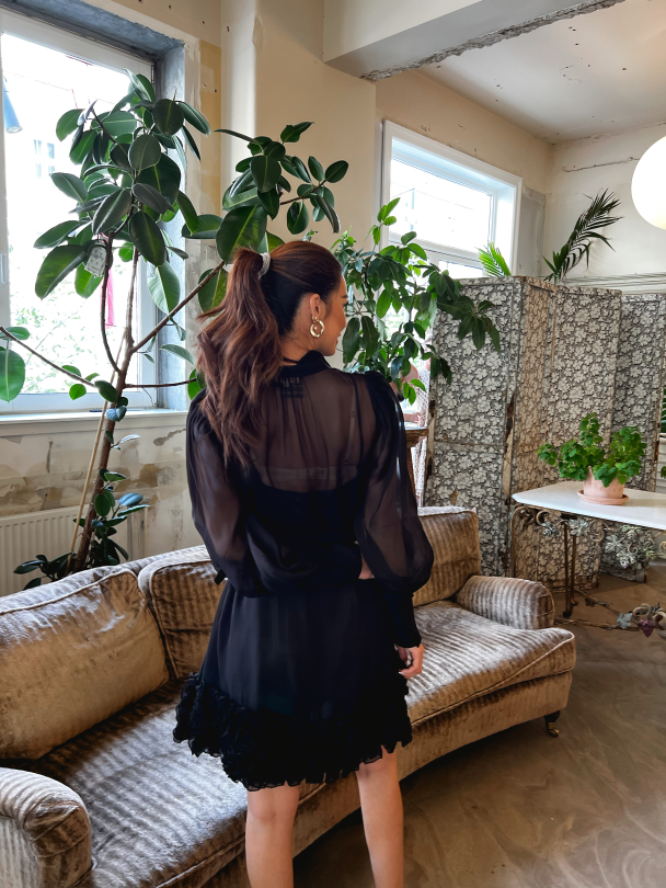 Organza Mini Dress - Black  - Image 7