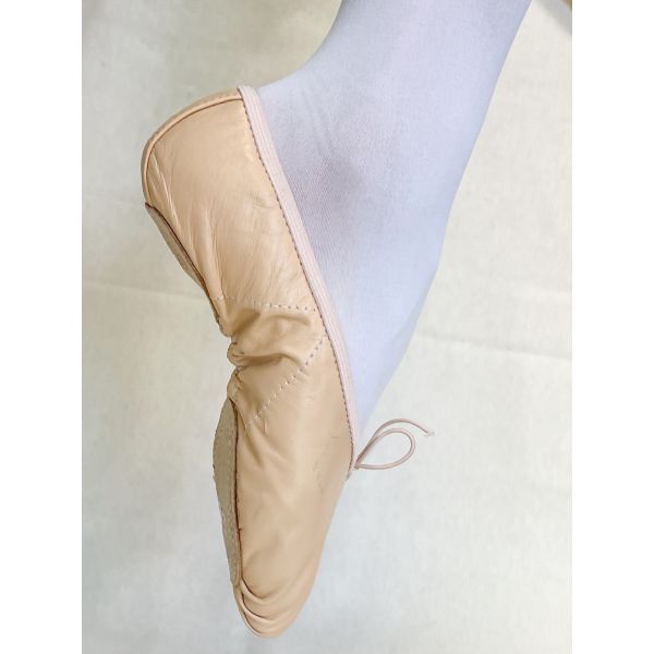Ballettsko delt såle i skinn (pal pink og sort )