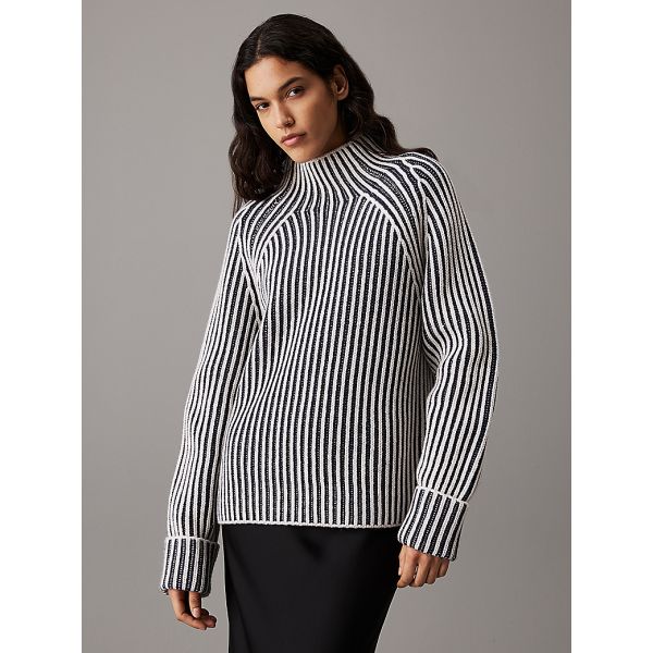 Relaxed Striped Jumper - Night Sky / Egret Vertical Stripe