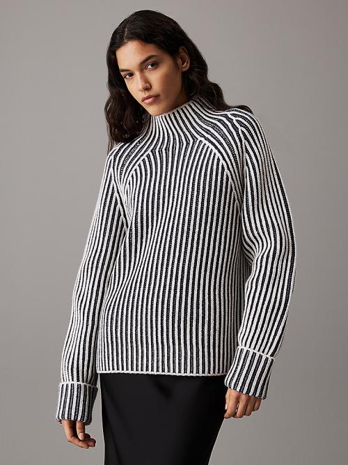 Relaxed Striped Jumper - Night Sky / Egret Vertical Stripe