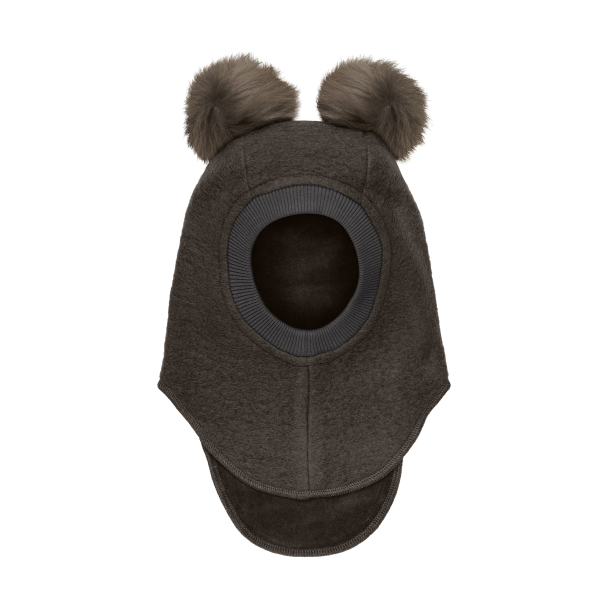 Balaclava Wool Alpaca PomPoms - Dark Brown Melange - Image 1