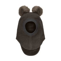 Balaclava Wool Alpaca PomPoms - Dark Brown Melange