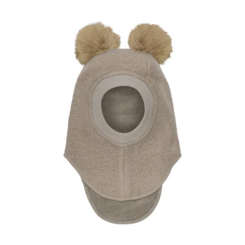 HUTTEliHUT - BALACLAVA WOOL ALPACA POMPOMS CAMEL MELANGE