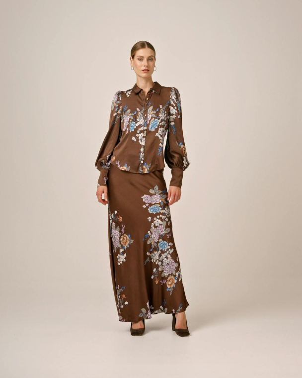 Satin Fitted Shirt - Marigold  - Image 2