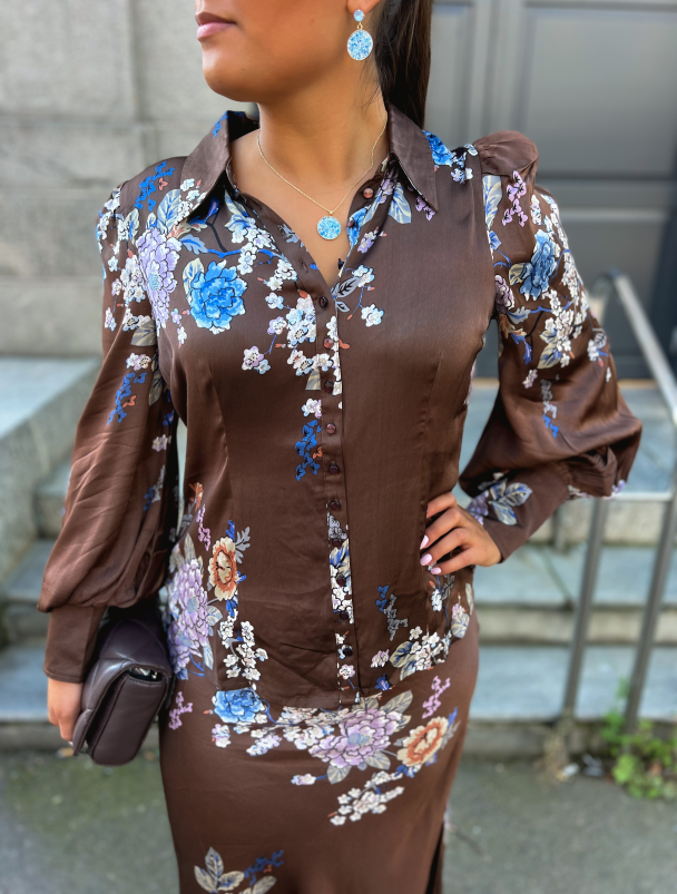 Satin Fitted Shirt - Marigold  - Image 1