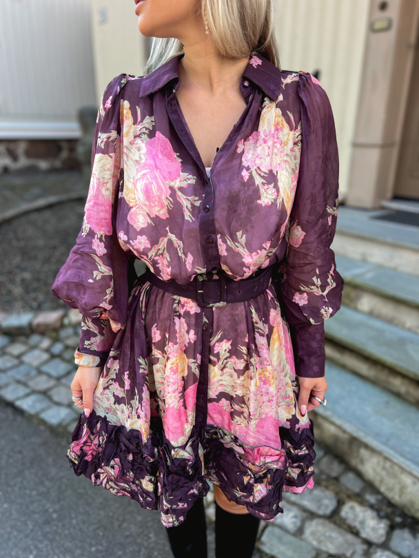 Organza Mini Dress - Plum Field  - Image 1