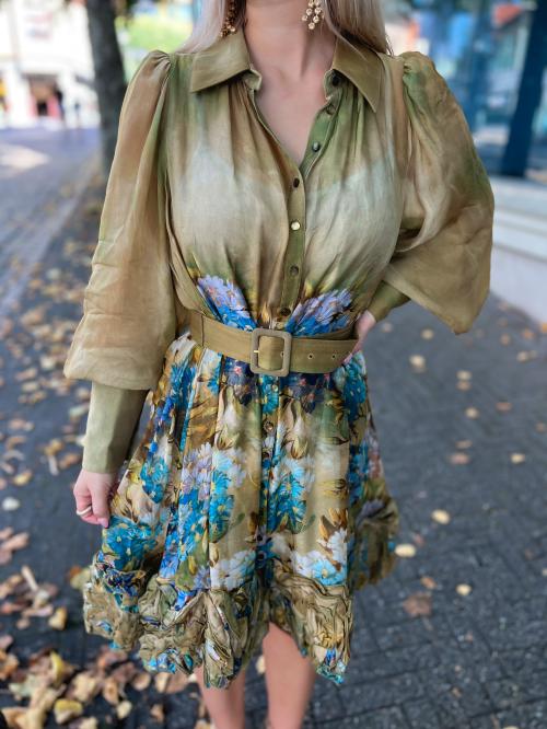 Organza Mini Dress - Forest Flower 