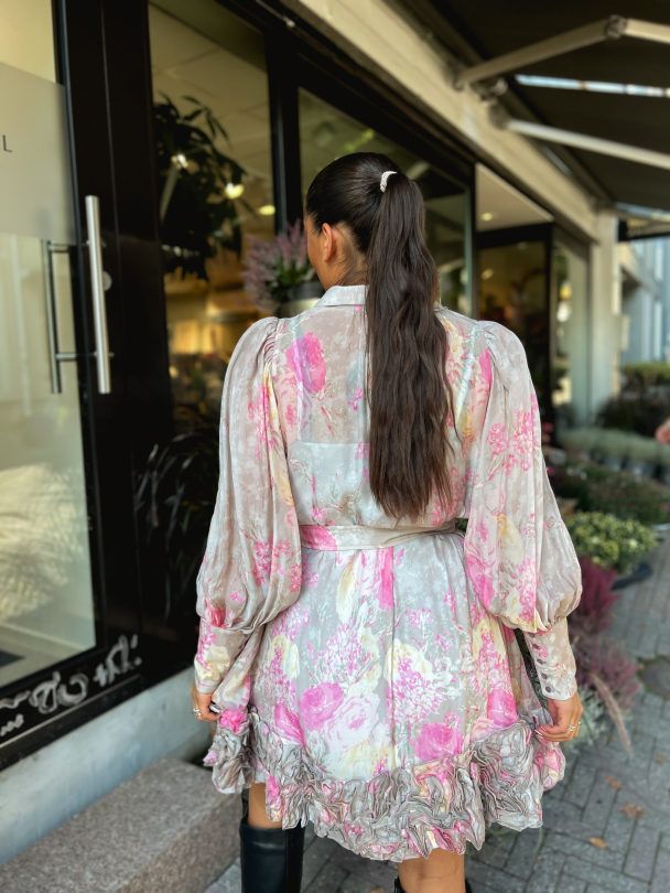 Organza Mini Dress - Pink Roses - Image 5