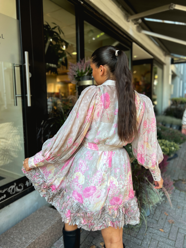 Organza Mini Dress - Pink Roses - Image 9