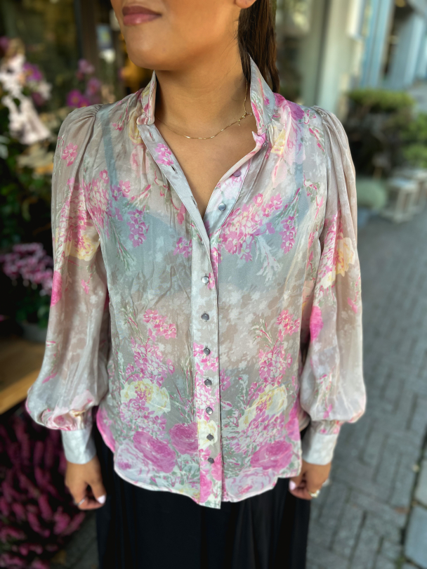 Organza Blouse - Pink Roses - Image 1