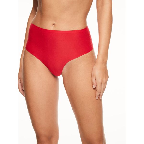 `Softstretch` high waist thong, Poppy red