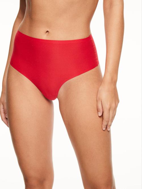 `Softstretch` high waist thong, Poppy red