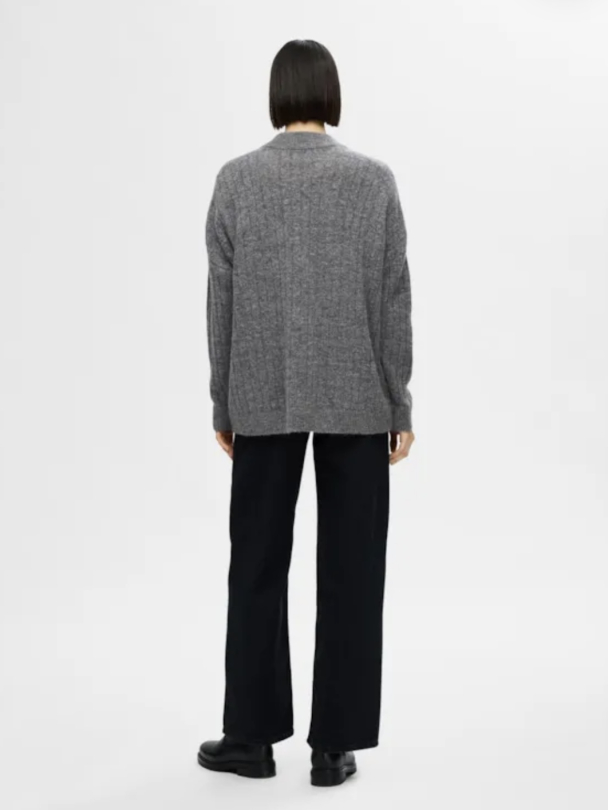 Maline Knit High Neck - Medium Grey Melange  - Image 2