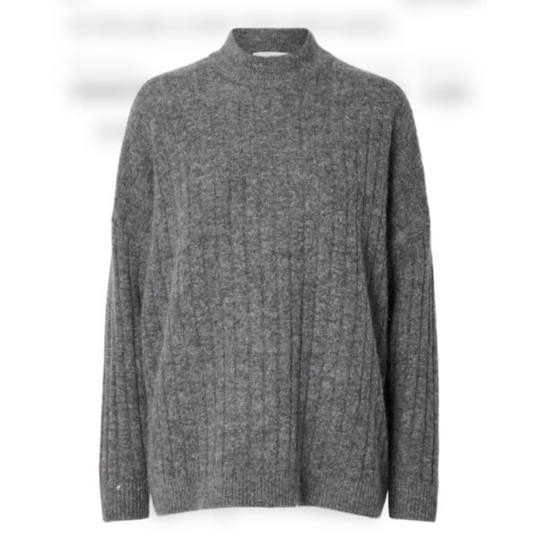 Maline Knit High Neck - Medium Grey Melange 