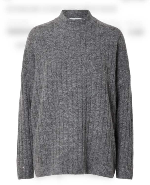 Maline Knit High Neck - Medium Grey Melange  - Image 1