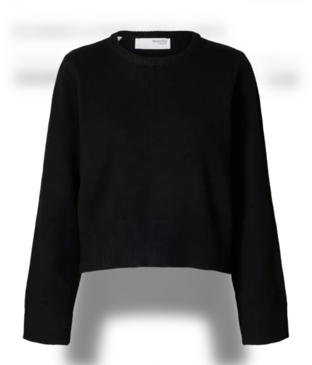 Grace Short Knit O-Neck - Black - Image 2
