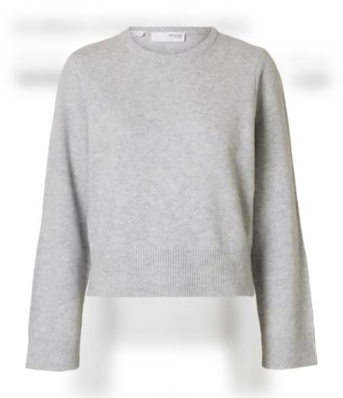 Grace Short Knit O-Neck - Light Grey Melange 